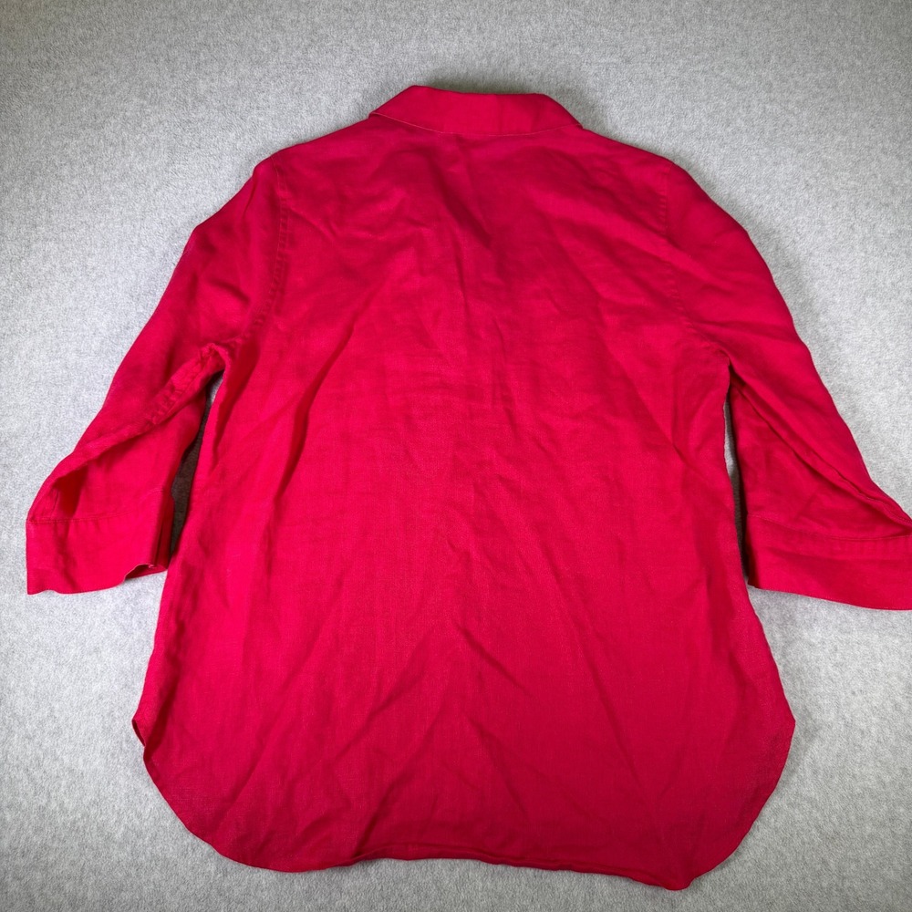 Chicos No Iron Linen Button Down Shirt Red 3/4 Sleeve Size 0 US 4/6 - Picture 6 of 7